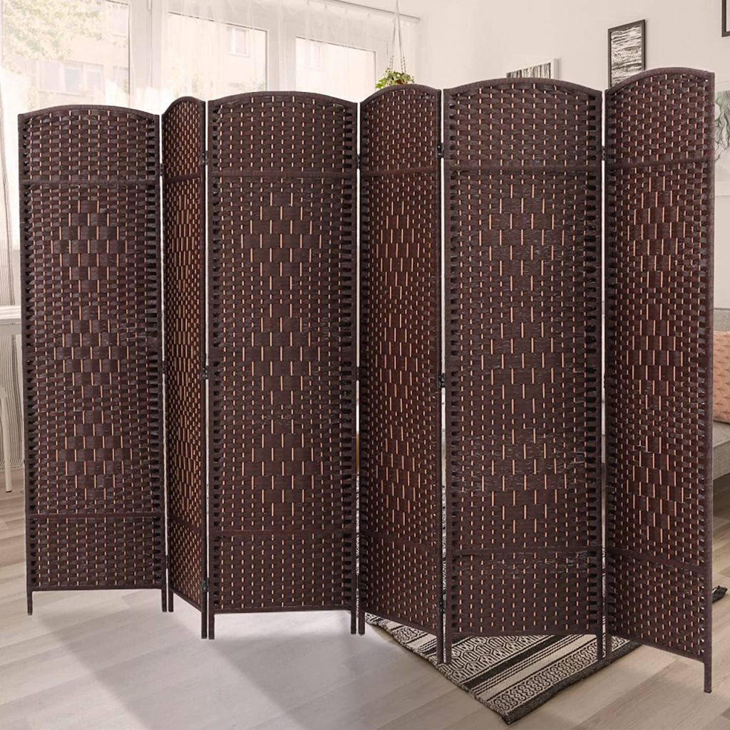 6-Panel Room Divider Double Hinged Folding Screen Extra Wide Room Dividers for Patio