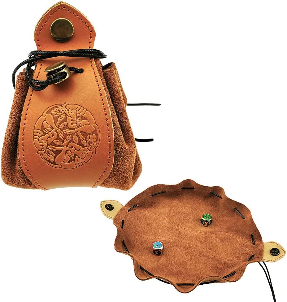 Portable Genuine Leather Drawstring Pouch