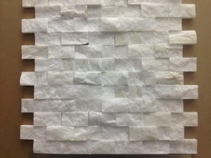 [Tenedos] White Marble Stacked Stone Tile