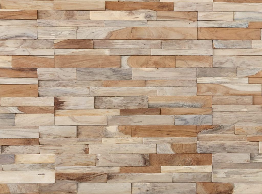 WoodyWalls 3D 100% Teak Wall Panels; Reclaimed Wood Wall