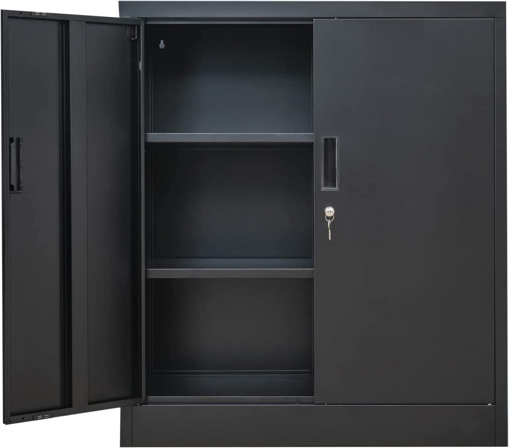 CJF Black Metal Storage Cabinets