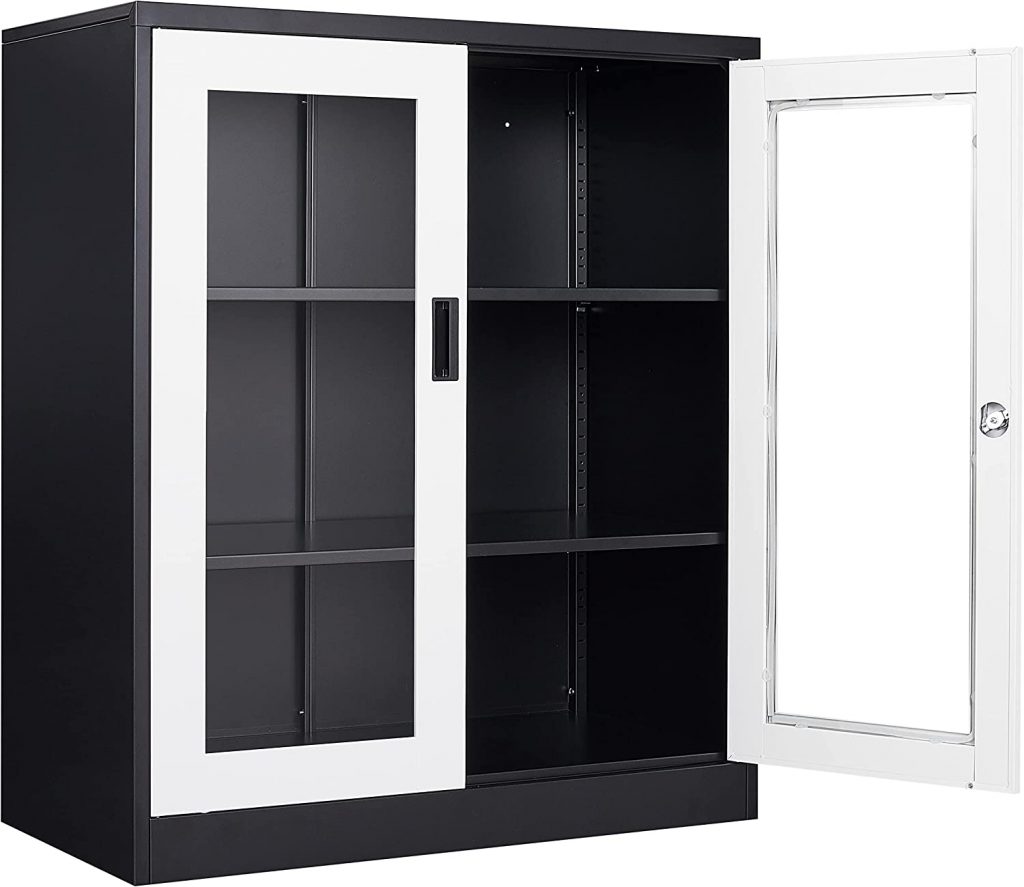 Yizosh Black And White Metal Storage Cabinets