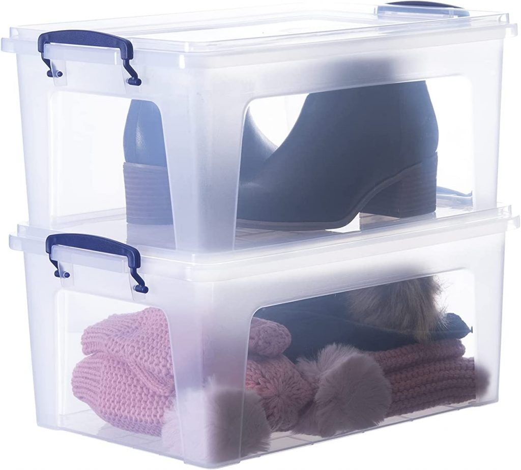 Superio Deep Storage Container with Wheels, Clear Stackable