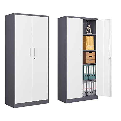 Anxxsu Metal Storage Cabinet with 4 Shelves and Lockable Doors