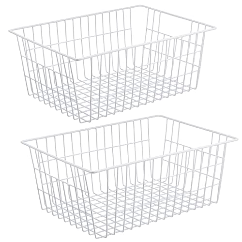 Set of 2 Large Farmhouse Organizer Storage Bins Fridge Basket Rack