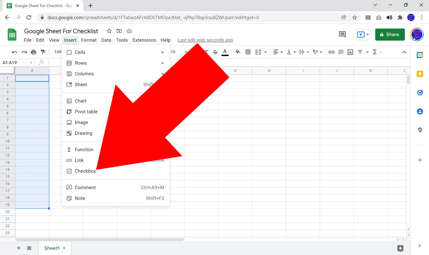 How To Insert Check Boxes In Google Sheets