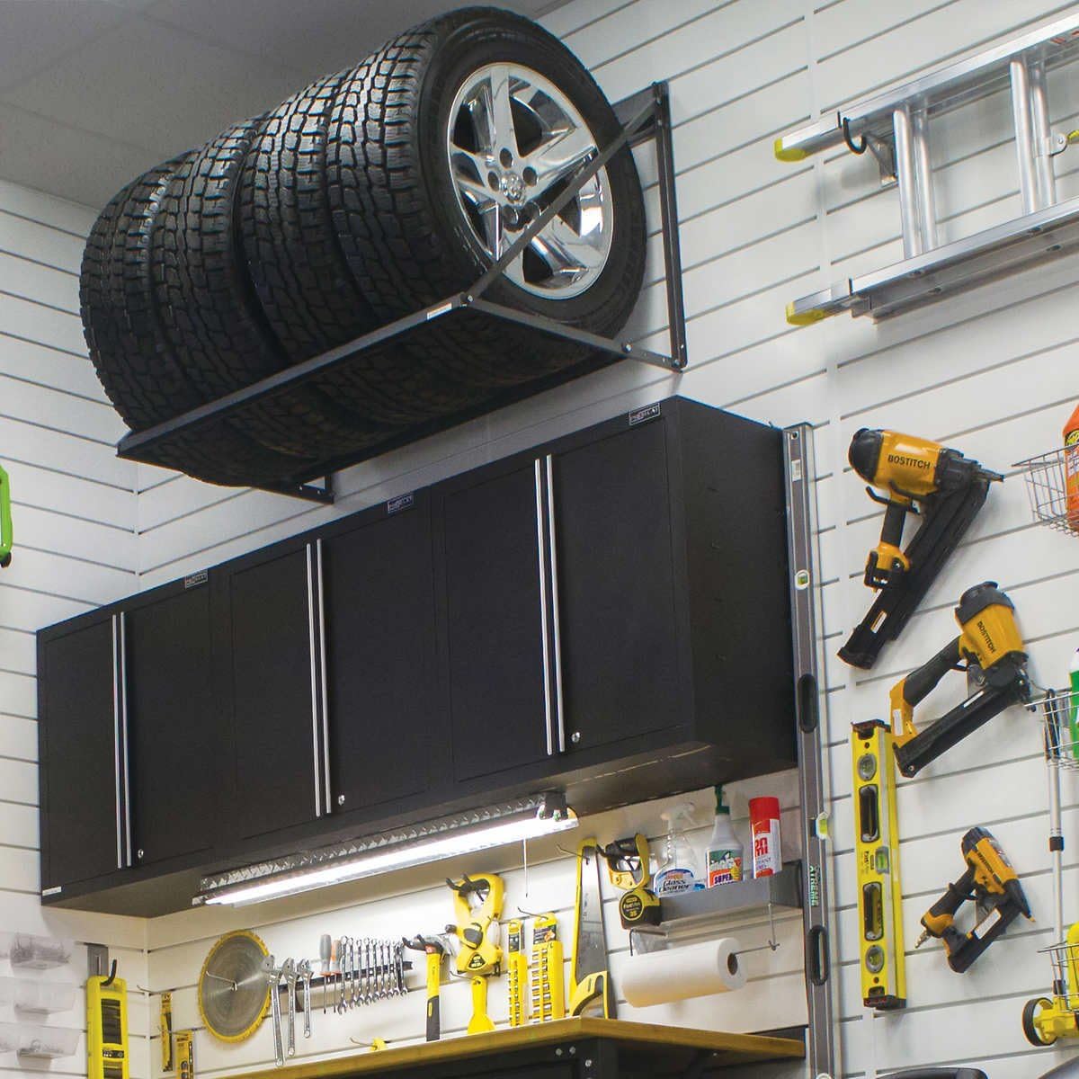 Pro Space Wheel Hangers Set - Wall Mount Tire Rack Alternative Space Saving Wheel Storage for Garage Shed (8-Pack)