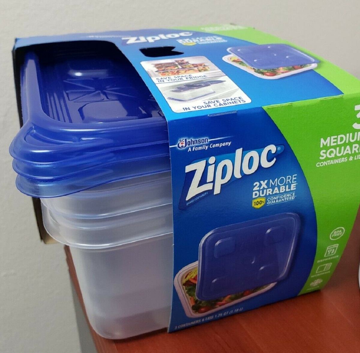 Ziploc Food Storage Meal Prep Containers Reusable for Kitchen Organization,  Smart Snap Technology, Dishwasher Safe, Deep Square, 3 Count