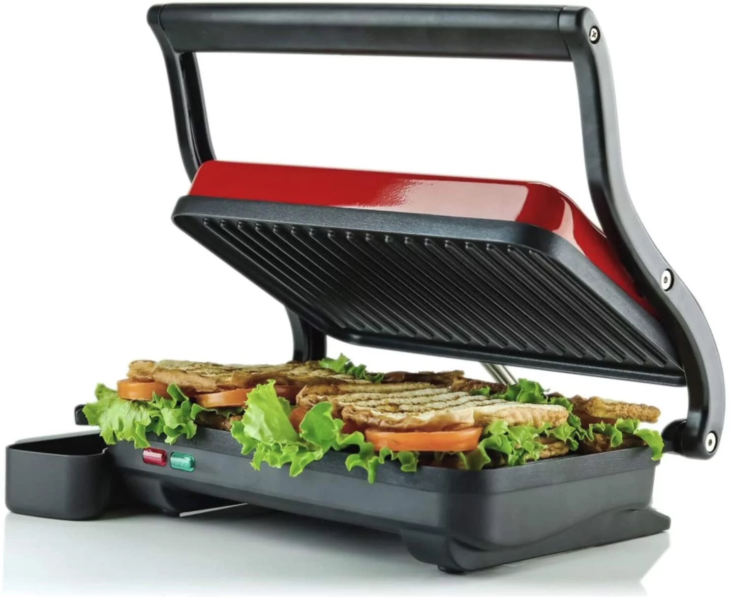 OSTBA Panini Press Grill Indoor Sandwich Maker with Temperature Setting, 4  Slice Large Non-stick Versatile Grill, Opens 180 Degrees to Fit Any Type or