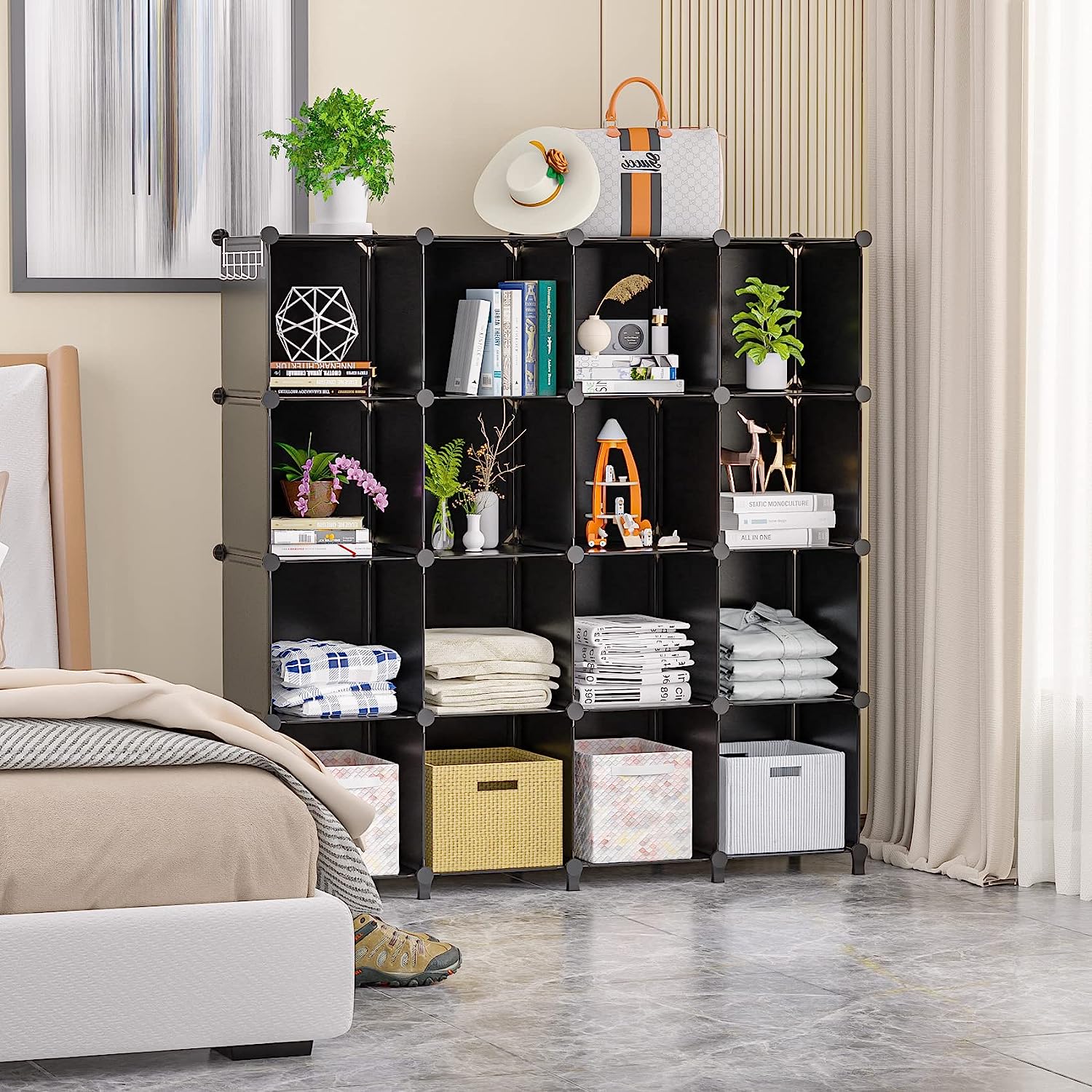 EnHomee 9 Cube Storage Organizer Cubby Storage 9 Cube Bookshelf with B