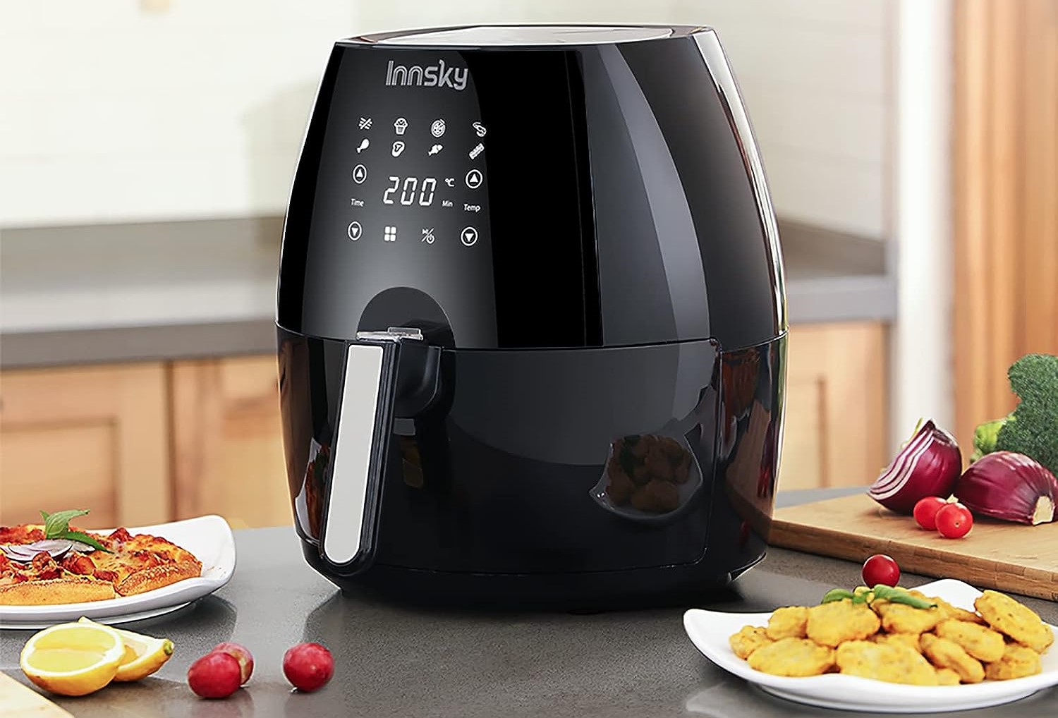 Aria 7 qt. Ceramic Family-Size Air Fryer with Accessories and Full Color Recipe Book
