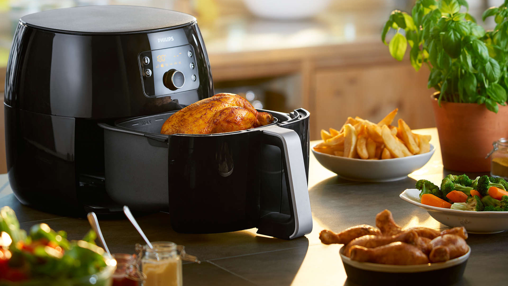 Philips Premium Airfryer XXL with Fat Removal Technology, 3lb/7qt, Black,  HD9650/96 with Philips Kitchen Appliances Master Accessory Kit with Baking