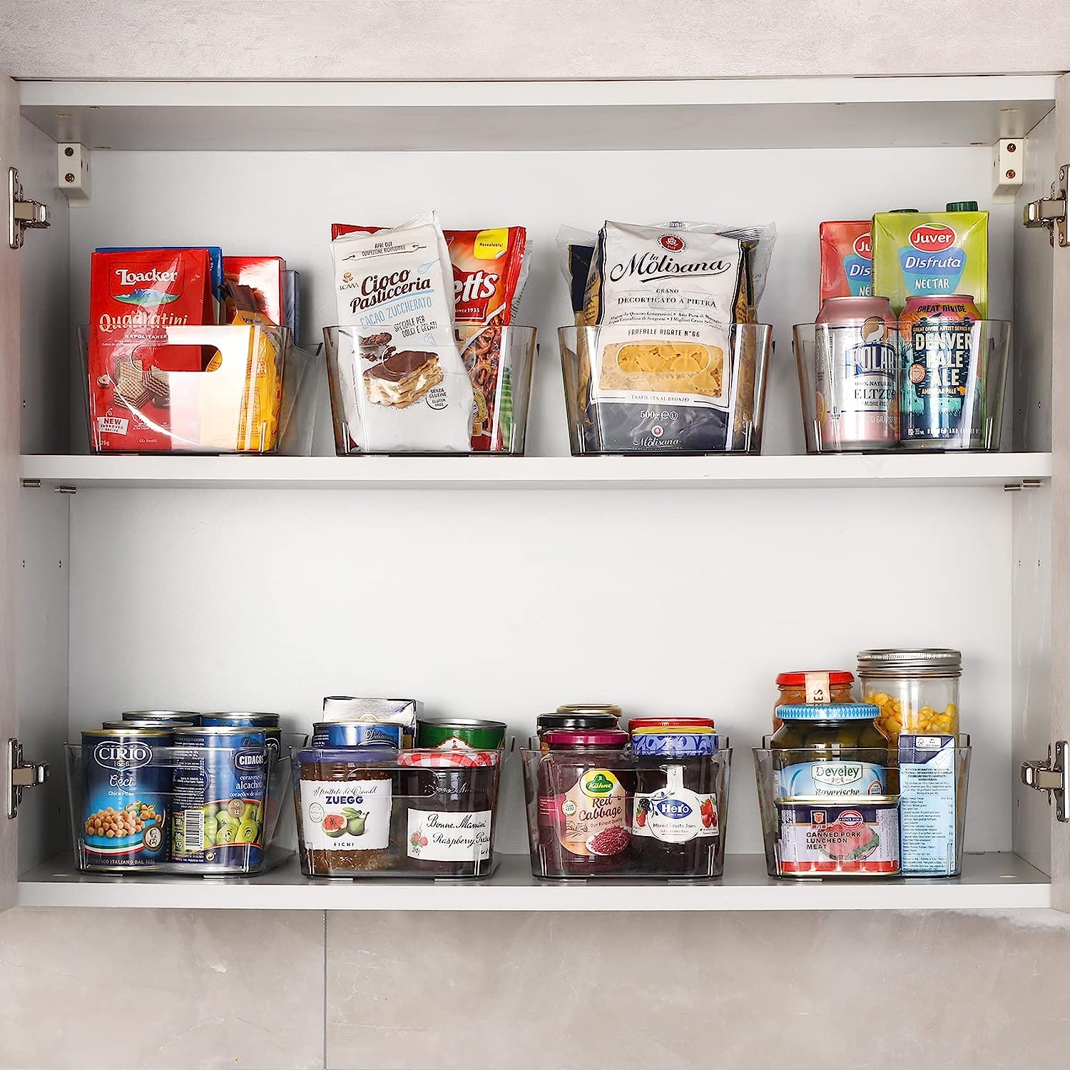 YIHONG Clear Pantry Storage Organizer Bins, 6 Pack Plastic Food Storage Bins  with Handle for Kitchen,Refrigerator, Freezer,Cabinet Organization and  Storage