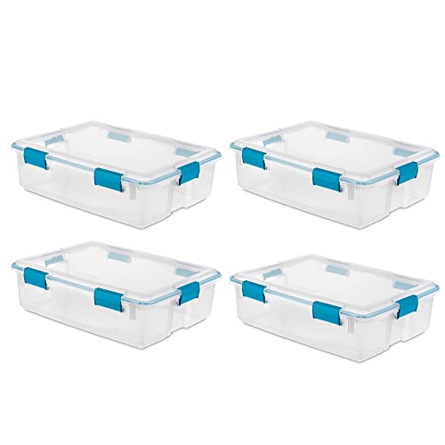 Sterilite 37 Quart Plastic Under-Bed Storage Tote Bins (4 Pack)