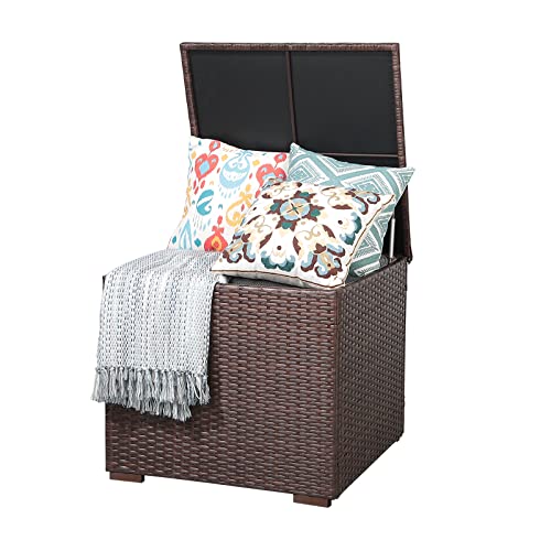 Patiorama 88 Gallon Wicker Deck Box - Outdoor Storage Box for Patio Cushions, Garden Tools, and Toys