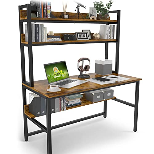 Aquzee Computer Desk with Hutch & Bookshelf