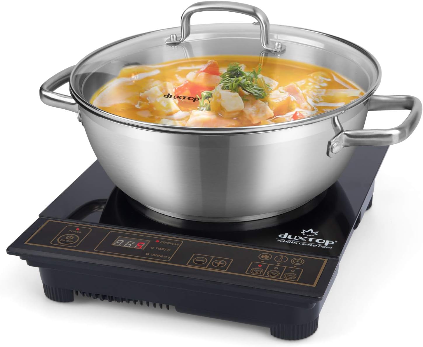 Duxtop LCD 1800W Portable Induction Cooktop 2 Burner, Built-In