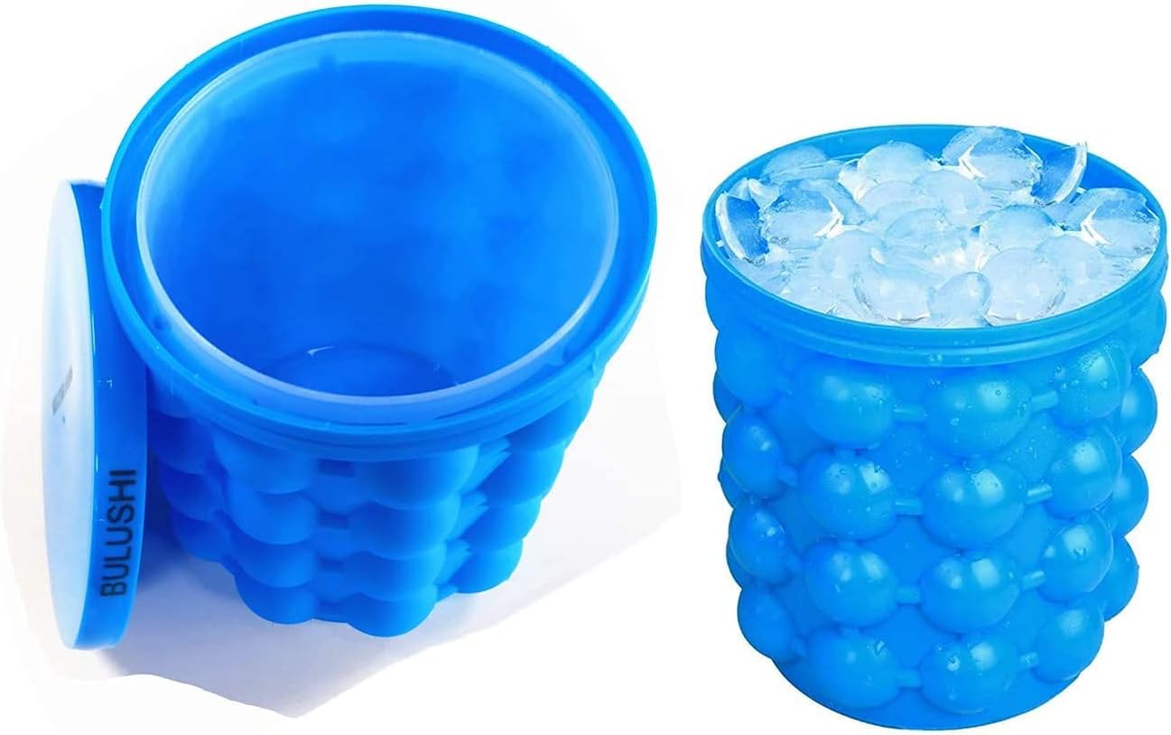 ALLADINBOX Ice Cube Mold Ice Trays, Large Silicone Ice Bucket, (2
