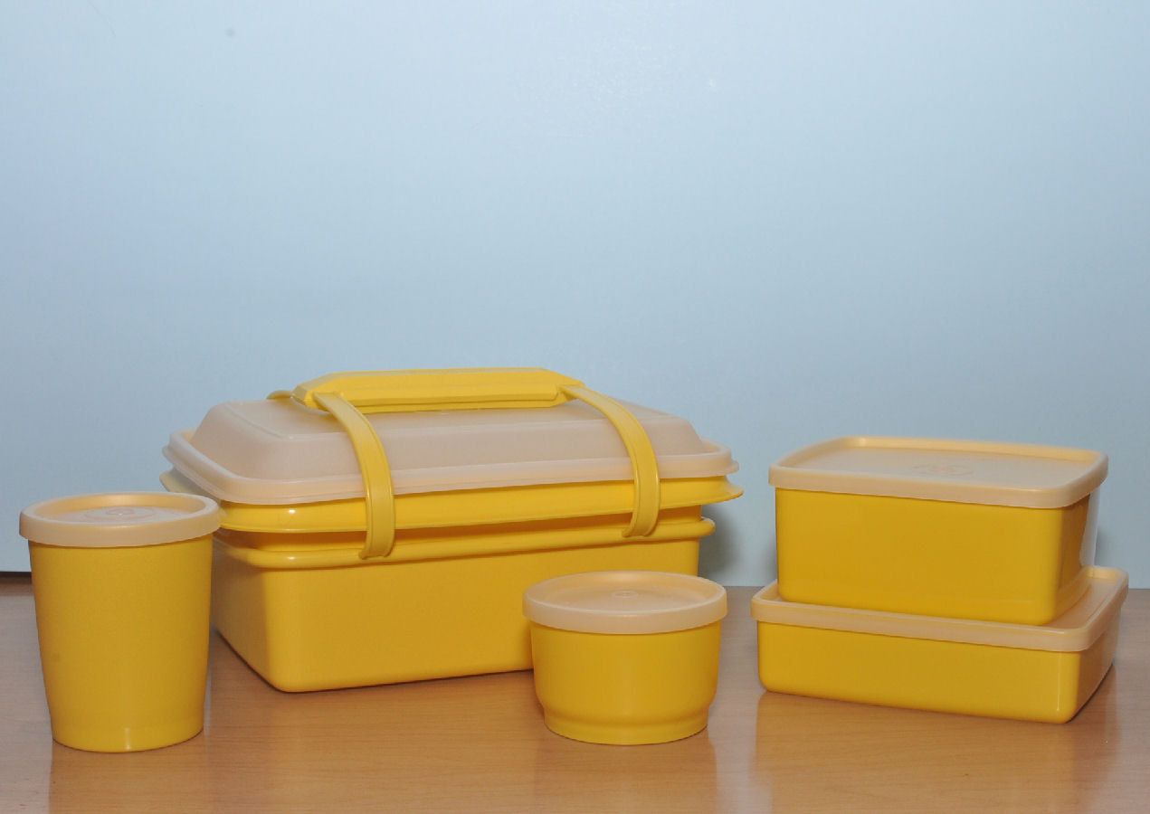 Stylish Vibrant Color Foldable 2-tier 4-compartment bento lunch box