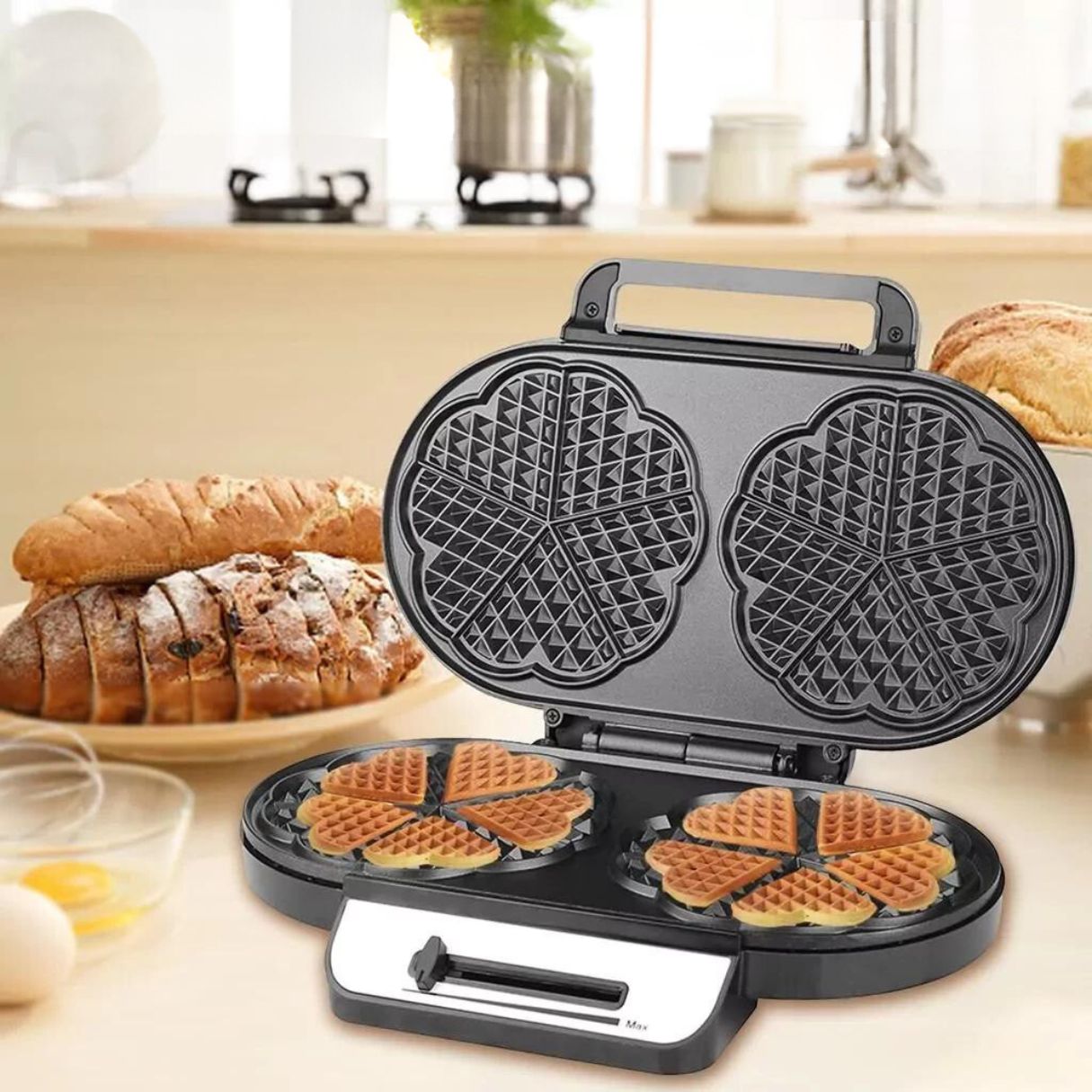 Waffle Iron Maker Machine 1400W + Hash Browns, or Any Breakfast