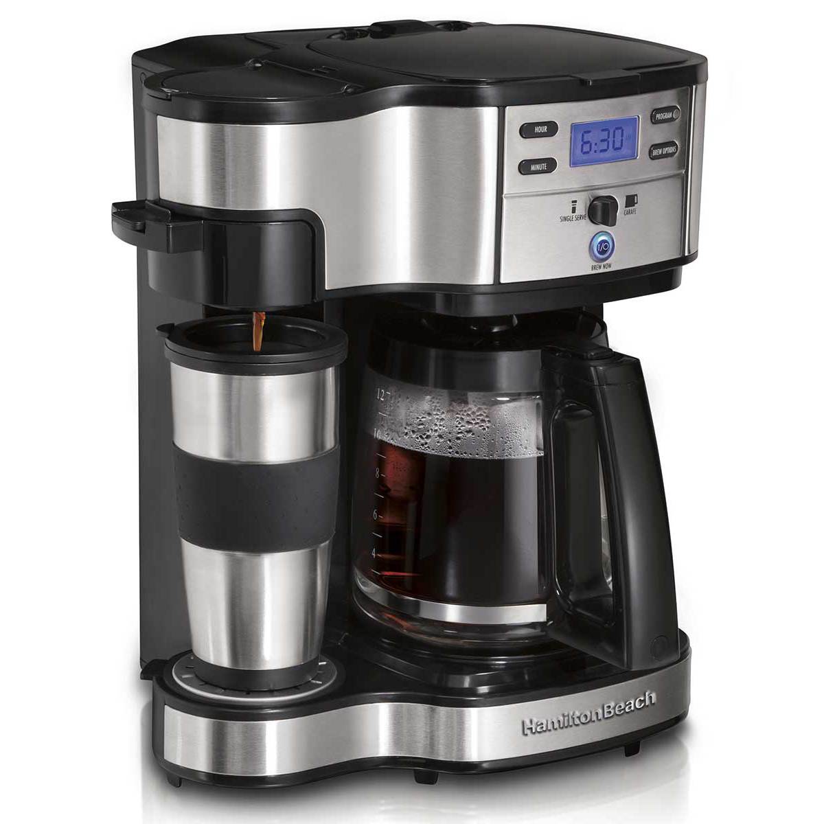 Hamilton Beach Compatible with Alexa Smart Coffee Maker, Programmable, 12  Cup Capacity, Black and Stainless Steel (49350) & Hamilton Beach Permanent