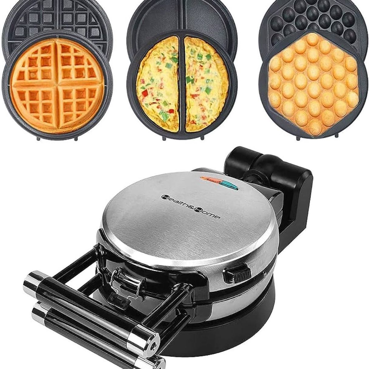  BELLA Classic Waffle Iron, 4 Square Belgian Waffle Maker,  Non-stick Extra Large Plates for Easy Cleanup, Cool Touch Handles,  Stainless Steel, Black, 1400W: Home & Kitchen