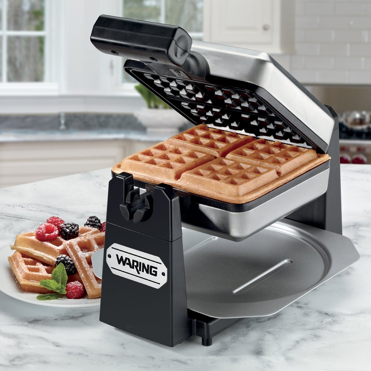 Bella 4 Slice Non-Stick Belgian Waffle Maker, Fluffy Restaurant-Style Waffles in Under 6 Minutes, Quickly Makes 4 Large 4