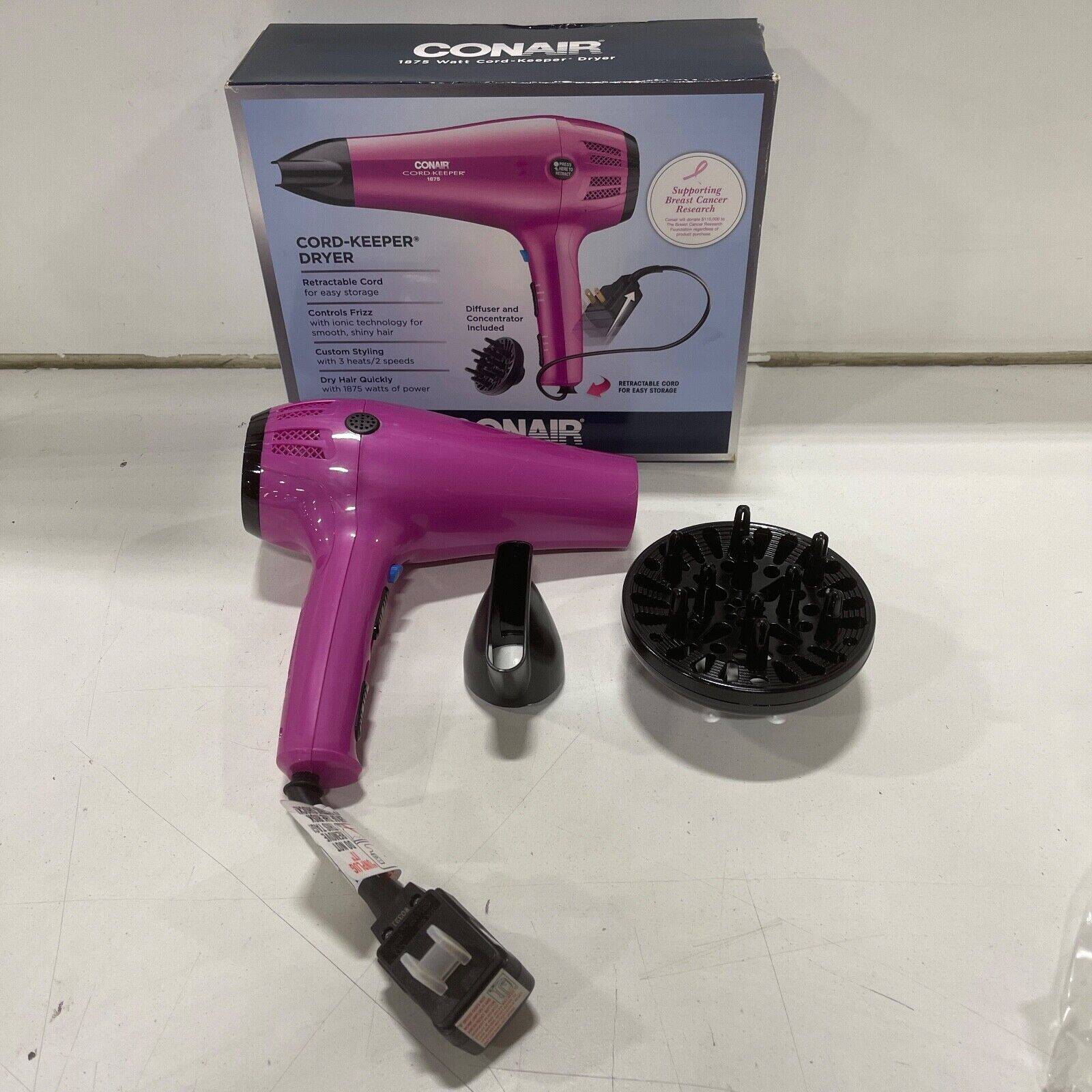 Hair Dryer with Diffuser and Concentrator 1875-Watt Ionic Ceramic Black  Conair | eBay
