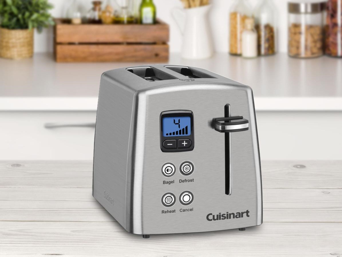 Peach Street 2 Slice Toaster Compact Bread Toaster with Digital Countdown,  Wide