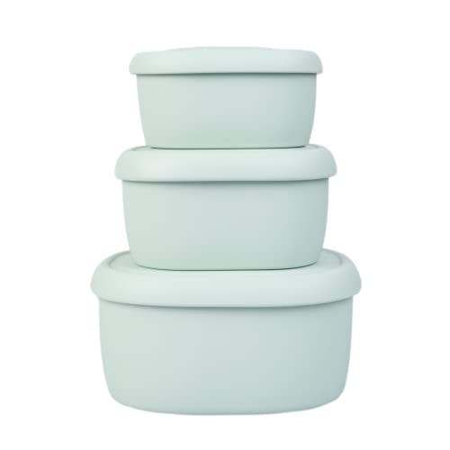 Set of 3 Hard-Shell Silicone Food Storage Containers | BPA Free, Airtight, Dishwasher and Freezer Safe