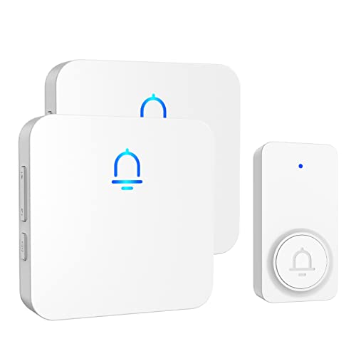 Wireless Door Bell Kits 1000 ft Range, 52 Different Chime,5-Level  Volume,Maximum Support 115 dB, IP44 Waterproof Rating,LED Light- For  Home,Classroom