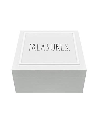 Rae Dunn White Jewelry Box - Wooden Organizer for Small Accessories