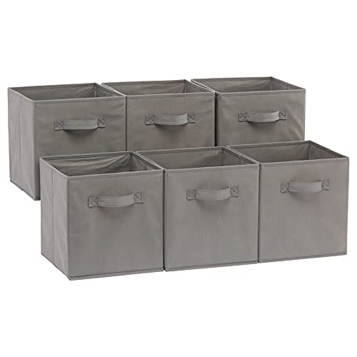 Gray Fabric Storage Cubes Organizer with Handles - Pack of 6