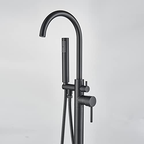 Matte Black Freestanding Bathtub Faucet with Hand Shower