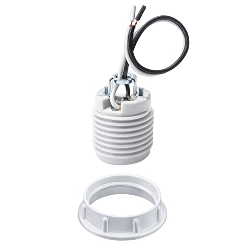 DiCUNO E26 Ceramic Light Bulb Socket with Shade Ring