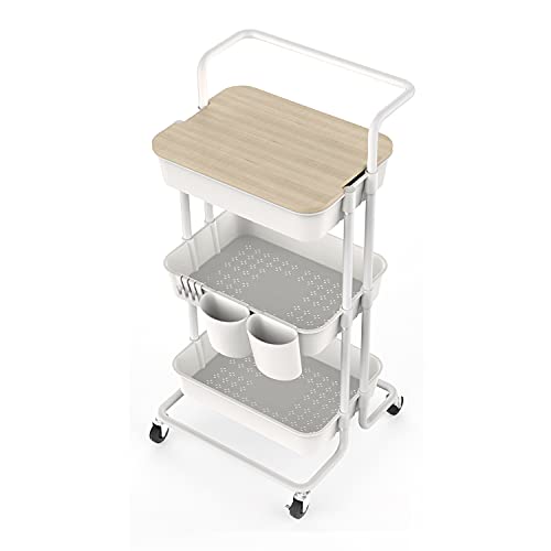 DTK 3 Tier Rolling Storage Cart with Cover