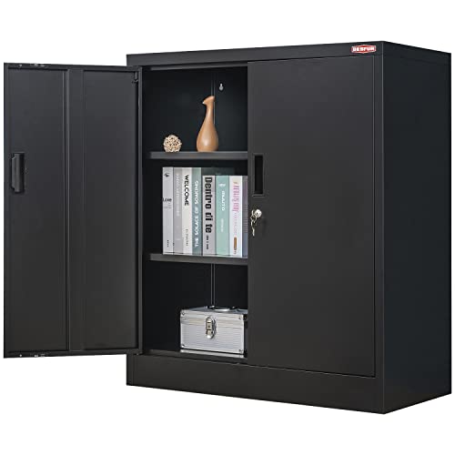 BESFUR Black Metal Storage Cabinet with Locking Doors