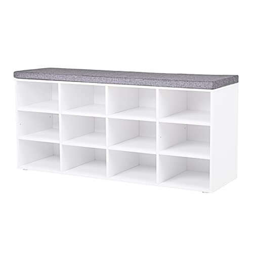 Cubby Shoe Rack with 12 Cubbies and Adjustable Shelves