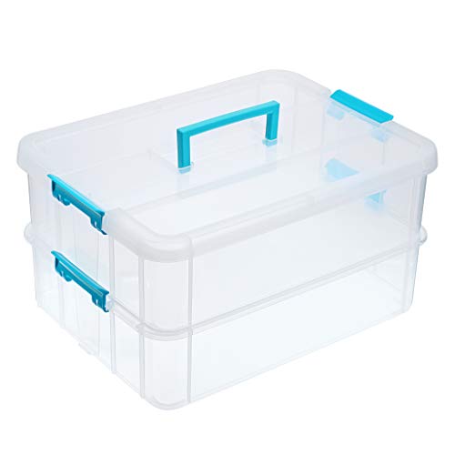 JUXYES 2-Tiers Storage Box With Handle