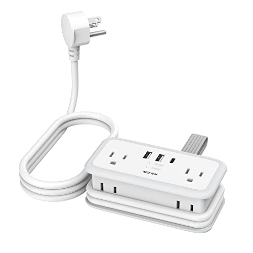Compact Travel Power Strip with USB Ports and Multiple Outlets