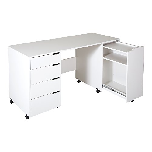 South Shore Craft Table with Storage Drawers and Scratchproof Surface