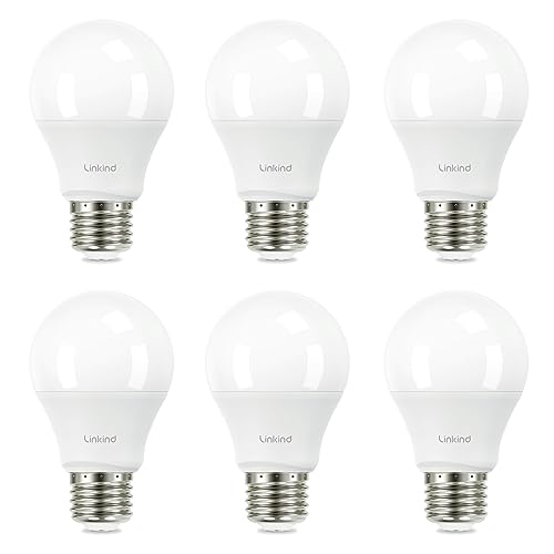 Linkind A19 LED Light Bulb, 60W Equivalent Light Bulbs, 9W 2700K Soft White, 800 Lumens Non-Dimmable LED Bulb, E26 Standard Base, Energy Efficient UL Listed, 6-Pack