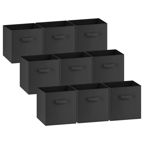 11 Inch Storage Cubes (9 Pack) - Cube Organizer Storage Bin (Black)