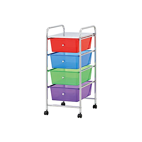 Rolling Storage Cart with 4 Plastic Drawers