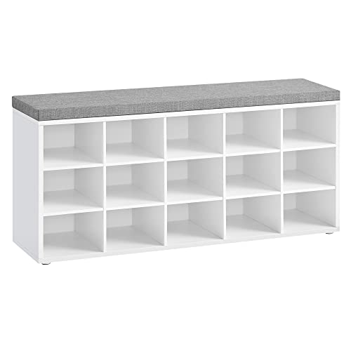 VASAGLE Shoe Bench with Storage Cabinet and 15 Compartments