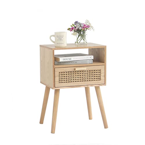 Stylish Rattan Side Table with Storage