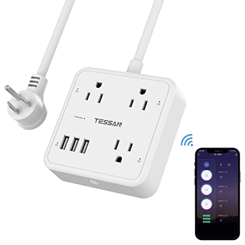 TESSAN WiFi Extension Cord with 3 Individually Remote Controlled Outlets 3 USB Ports
