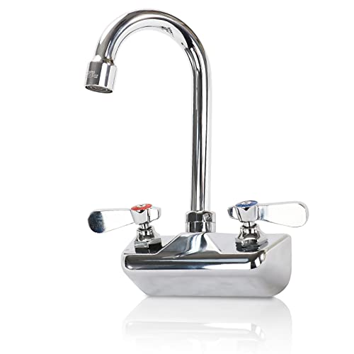 Commercial Sink Faucet with Gooseneck Spout & Dual Lever Handles