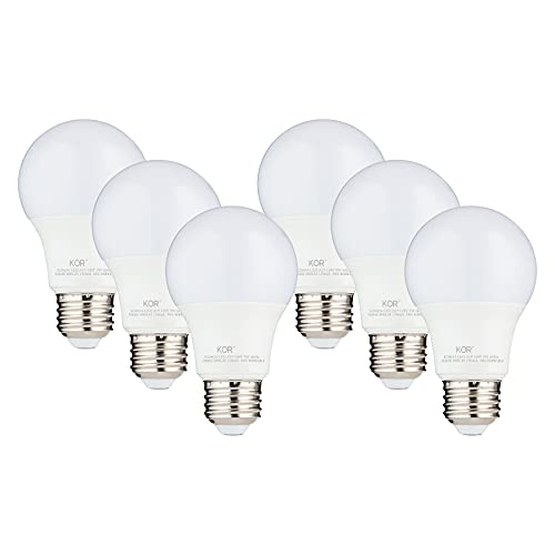 KOR LED A19 Light Bulb (6 Pack) - Energy Saving, Bright White Daylight, Easy Installation