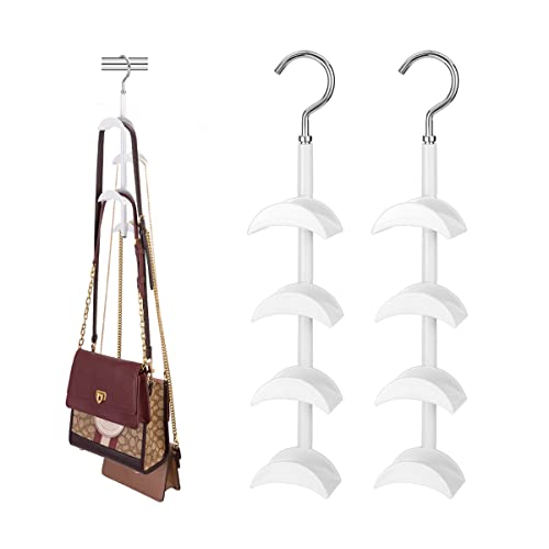 Rotating Purse Hanger for Closet with 4 Hooks